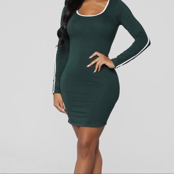 Green Hoodie Dress - Picture 3 of 3
